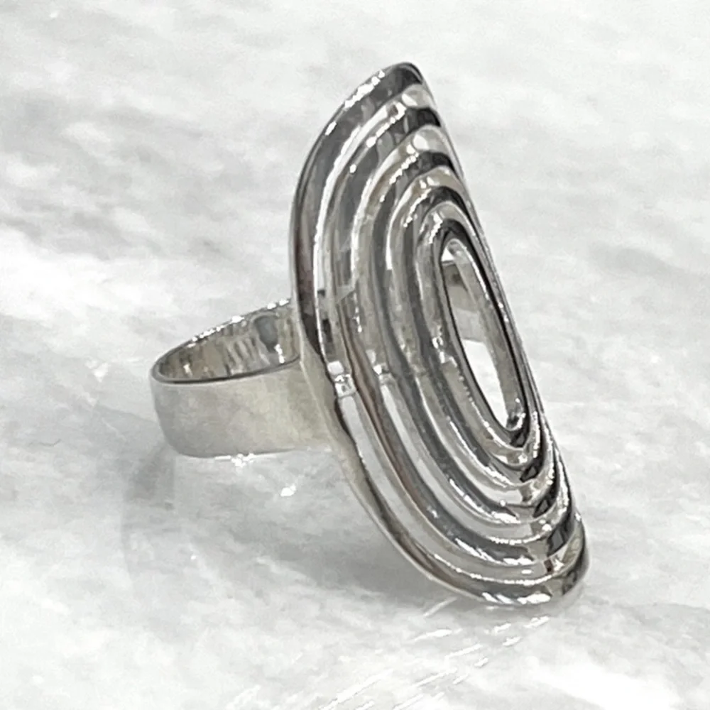 Sterling Silver Concentric Circle Ring Sz 8